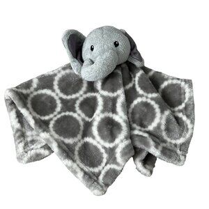 Gray Elephant Plush Baby Security Blanket 14"x14" Soft & Cozy Hudson Baby